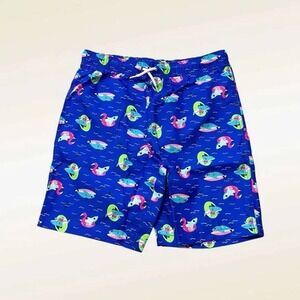 Lands' End Boys Swim Trunks Electric Blue Funny Sharks‎ XL NEW